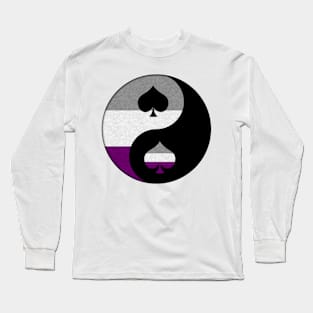 Asexual Pride Yin and Yang Symbol in Pride Flag Colors Long Sleeve T-Shirt